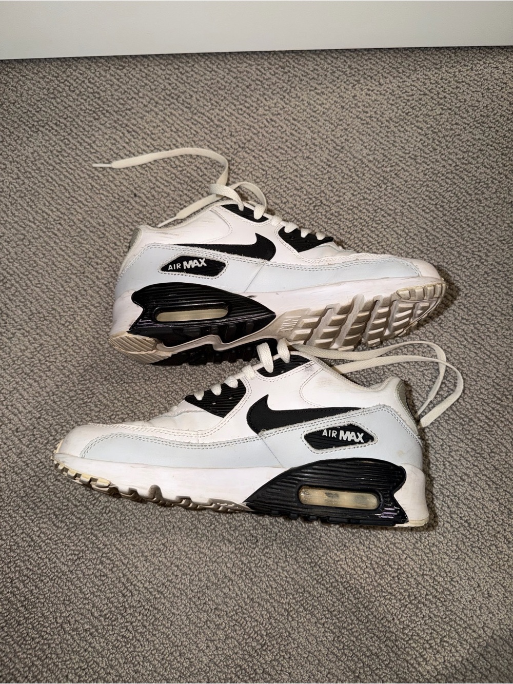 Nike Kids White and Black Air Max Sneakers with Gray Accents - Picture 3 of 5